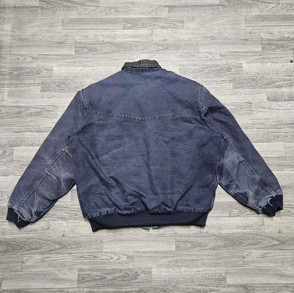 Vintage 90s Carhartt J14 MDT Faded Blue Santa Fe Canvas Quilt Lined Jacket XL - Picture 5 of 13